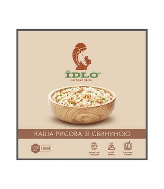 Сухой продукт ЇDLO Каша рисовая со свининой 100 г, silver, Мясные, Украина, Украина
