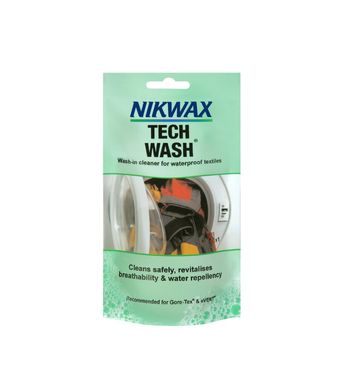 Средство для стирки мембран Nikwax Tech Wash Pouch 100ml, green, Средства для стирки, Для одежды, Для мембран, Великобритания, Великобритания