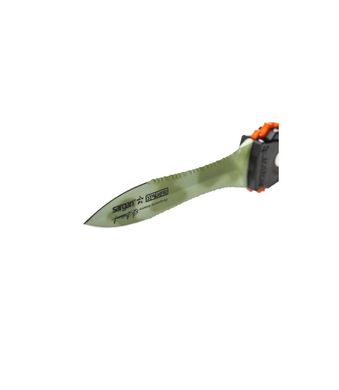 Специальный нож подводного охотника - Сталкер-Стропорез Z1 покрытие зеленый камуфляж, Camou green, Нержавеющая сталь