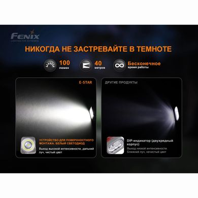 Ліхтар ручний з автономним живленням Fenix E-STAR, black, Ручні
