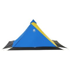 Палатка Sierra Designs Mountain Guide Tarp, yellow/blue, Палатки, Для кемпинга, 2730, Пятиместные, С тамбуром, 1, 2000, Алюминиевый сплав, Однослойные