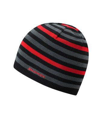 Шапка Salomon Stripe Beanie, black/red, One size, Унісекс, Шапки