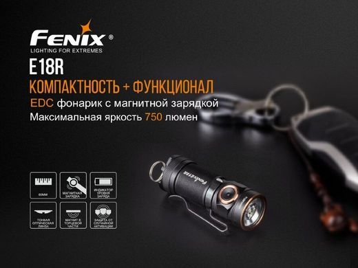 Фонарь ручной Fenix E18R Cree XP-L HI LED, Черный, Ручные