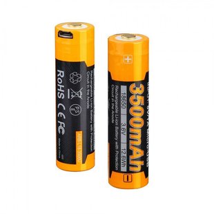 Акумулятор 18650 Fenix 3500 mAh ARB-L18-3500U micro usb зарядка, Черный, Акумулятори