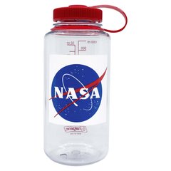 Пляшка для води Nalgene Wide Mouth NASA Bottle 1L, Clear w/Red, Фляги, Харчовий пластик, 1.0, США, США