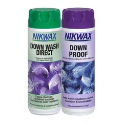 Набір для прання пухового спорядження Nikwax Down Wash Direct/Down Proof 300ml, green/violet, Засоби для просочення, Для одягу, Для пуху, Великобританія, Великобританія