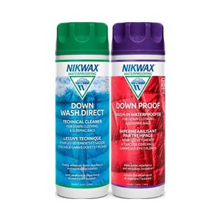 Набір для прання пухового спорядження Nikwax Down Wash Direct/Down Proof 300ml, green/violet, Засоби для просочення, Для одягу, Для пуху, Великобританія, Великобританія