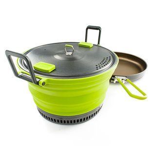 Набор посуды GSI Outdoors Escape 3l Pot + Frypan, grey/green, Наборы посуды, Анодированный алюминий, США, США, Киев, Харьков, Одесса, Днепр, Запорожье, Львов, Кривой Рог, Винница, Полтава, Чернигов, Черкассы, Сумы, Хмельницкий, Черновцы, Ровно