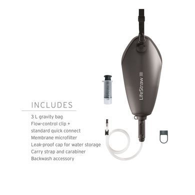 Фільтр для води LifeStraw Peak Gravity 3L Dark Mountain Gray, Dark Mountain Gray, Мембранні, Фільтр для води, Індивідуальні