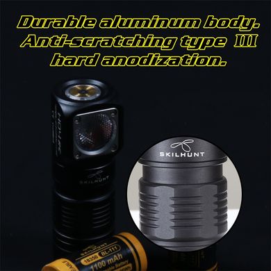 Налобный фонарь Skilhunt H04F Mini RC CW c аккумулятором BL-111 1100mAh, black, Налобные