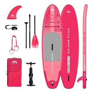 Надувная SUP доска Aqua Marina Coral 10&prime;2&Prime; Advanced All-around iSUP w/carbon/fiberglass Raspberry, raspberry, SUP, Универсальные, Китай, Китай