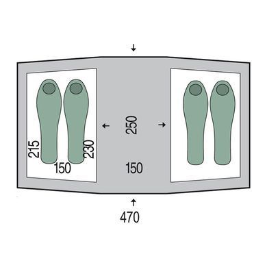 Намет Pinguin Base Camp 4 Green, green, Намети, Для кемпінгу, 13600, Чотиримісні, З тамбуром, 2, 4000, 10000, Фіберглас, Двошарові, Чехія