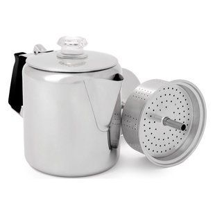 Кофеварка GSI Outdoors Glacier Stainless 9 Cup Perc, silver, Кофеварки, Нержавеющая сталь, США, США, Киев, Харьков, Одесса, Днепр, Запорожье, Львов, Кривой Рог, Винница, Полтава, Чернигов, Черкассы, Сумы, Хмельницкий, Черновцы, Ровно