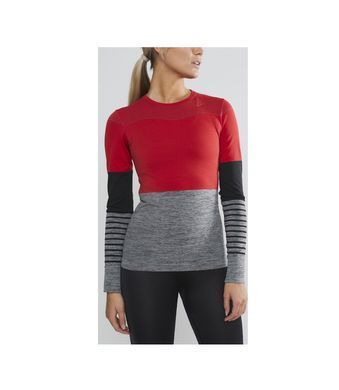 Термокофта Craft Fuseknit Comfort RN LS Woman, Beam/dark grey melange, M, Для жінок, Кофти, Синтетична, Для активного відпочинку