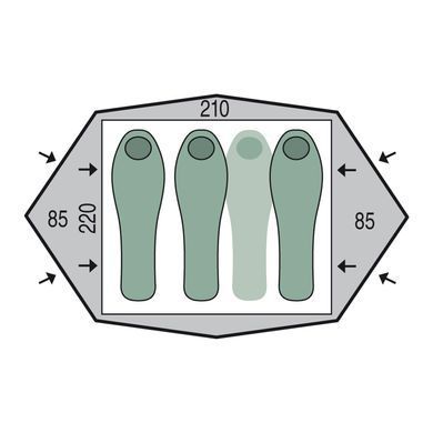 Палатка Pinguin Gemini 210 Green, green, Палатки, Для кемпинга, Для походов: пеших и горных, 4100, Четырехместные, С тамбуром, 2, 4000, 10000, Алюминиевый сплав, Двухслойные, Чехия