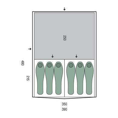 Палатка Pinguin Interval 6 Steel Green, green, Палатки, Для кемпинга, 17300, Пятиместные и более, С тамбуром, 2, 4000, 10000, Сталь, Двухслойные, Чехия