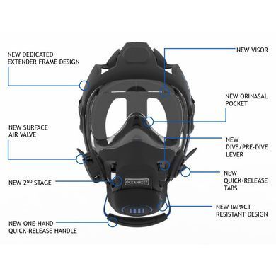 Маска Ocean Reef NEPTUNE III Black M/L, black, Для дайвинга, Full Face, M/L, Италия, Италия