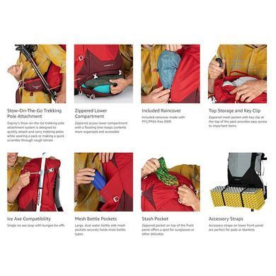 Рюкзак Osprey Stratos 44, Poinsettia Red, Для мужчин, Походные рюкзаки, С клапаном, One size, 44, Киев, Харьков, Одесса, Днепр, Запорожье, Львов, Кривой Рог, Винница, Полтава, Чернигов, Черкассы, Сумы, Хмельницкий, Черновцы, Ровно