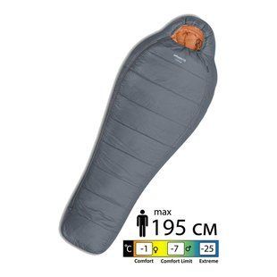 Спальный мешок Pinguin Topas 195 BHB Micro, серый, Long, Спальник, Кокон, Универсальный, Синтетический, Трехсезонные, Left, 1550, Киев, Харьков, Одесса, Днепр, Запорожье, Львов, Кривой Рог, Винница, Полтава, Чернигов, Черкассы, Сумы, Хмельницкий, Черновцы, Ровно