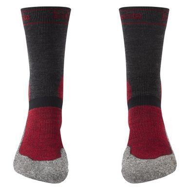 Носки Bridgedale Men's MTB Winter Weight T2 Merino Sport Boot Graphite/Red, Graphite/Red, L, Для мужчин, Велосипедные, Комбинированные, Великобритания, Великобритания