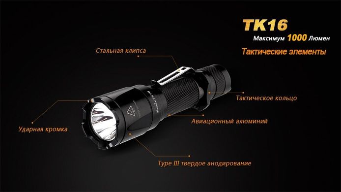 Ліхтар ручний Fenix TK16 XM-L2 U2, Черный, Ручні
