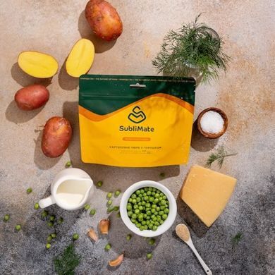 Сублимированная еда SubliMate Картофельное пюре с горошком 120 г, yellow, Вторые блюда, 120, Украина, Украина