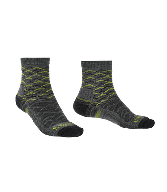 Шкарпетки Bridgedale Hike LightWeight Ankle Pattern (M. P.), GREY/LIME, M, Для чоловіків, Трекінгові, Комбіновані, Великобританія, Великобританія