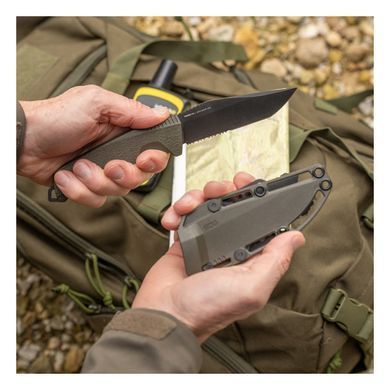 Ніж фіксований SOG Trident FX Partially Serrated, Blackout, Фиксированные ножи