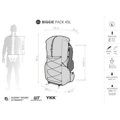 Рюкзак Liteway Biggie Pack 45L Black, black, Универсальные, Ультралегкі рюкзаки, Без клапана, XS, 45, 680, Киев, Харьков, Одесса, Днепр, Запорожье, Львов, Кривой Рог, Винница, Полтава, Чернигов, Черкассы, Сумы, Хмельницкий, Черновцы, Ровно