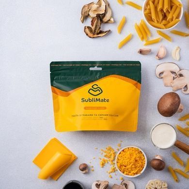 Сублимированная еда SubliMate Паста с грибами и творожным соусом 130 г, yellow, Вторые блюда, 130, Украина, Украина