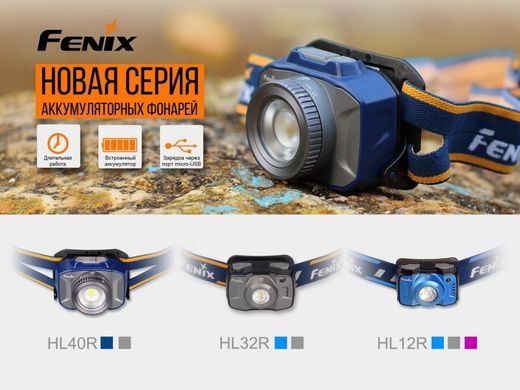 Ліхтар налобний Fenix HL32R, Блакитний, Налобні