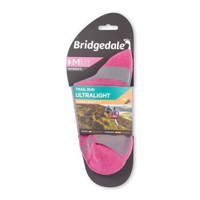 Шкарпетки Bridgedale Women's Trail Run Ultra Light Merino Sport Low Pink, pink, L, Для жінок, Бігові, Комбіновані, Великобританія, Великобританія