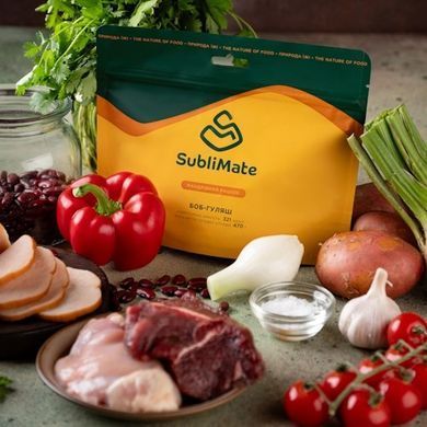 Сублимированная еда SubliMate Боб-гуляш (мясной суп с фасолью) 80 г, yellow, Первые блюда, 80, Украина, Украина