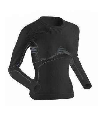 Термокофта X-Bionic Extra Warm Lady Shirt Long Sleeves Round Neck, black/grey, S/M, Для жінок, Кофти, Синтетична, Для активного відпочинку