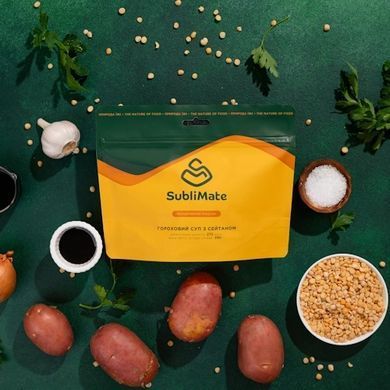 Сублимированная еда SubliMate Гороховый суп с сейтаном 70 г, yellow, Перші страви; Вегетаріанські, 70, Украина, Украина