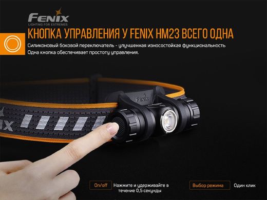 Ліхтар налобний Fenix HM23, Черный, Налобні