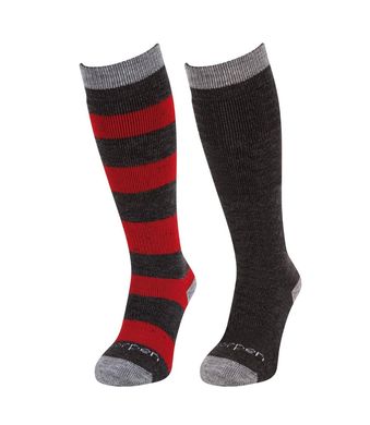Шкарпетки дитячі Lorpen S2KN Kids Merino Ski Sock-2 Pасk, red/grey, 35-38, Для дітей та підлітків, Гірськолижні, Комбіновані