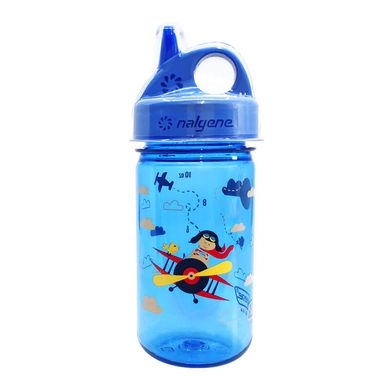 Пляшка для води Nalgene Kids Grip-N-Gulp Graphic Bottle 0.35L, Blue w/Biplane, Фляги, Харчовий пластик, 0.35, США, США