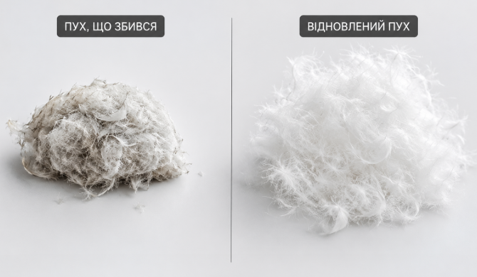  збитий пух та відновлений