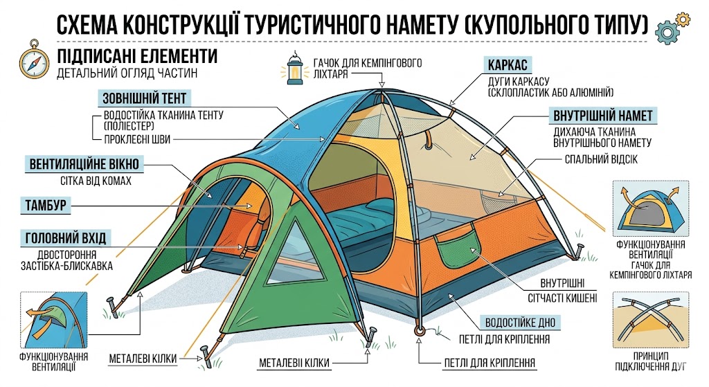 палатка для продолжительных походов: схема
