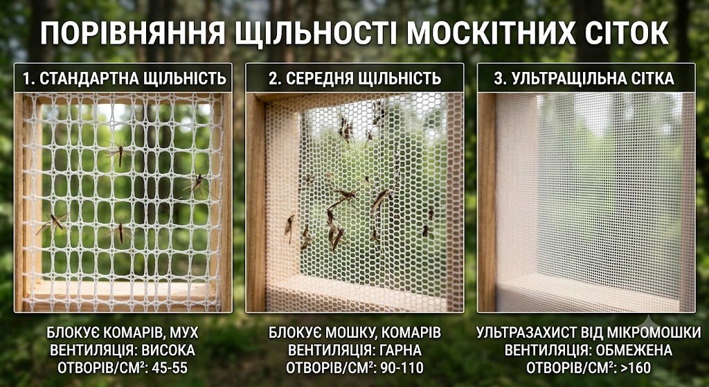 москітна сітка на природу та її щільність