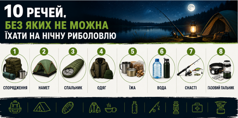 список речей на рибалку з ночівлею