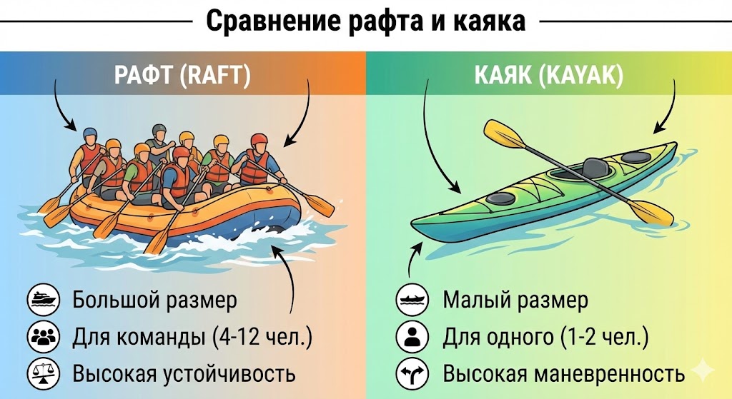 сравнение рафта и каяка