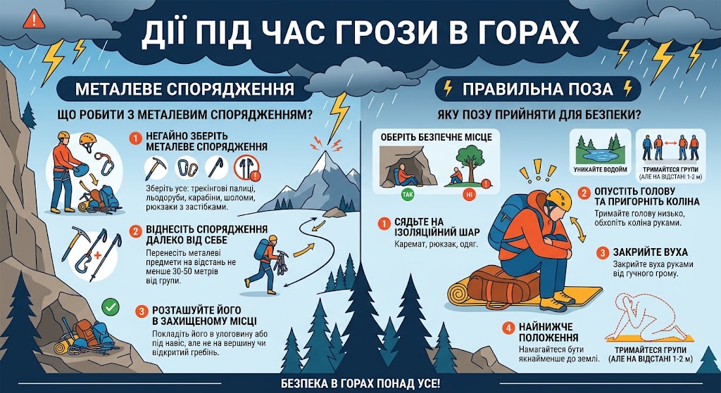 дії під час грози в горах