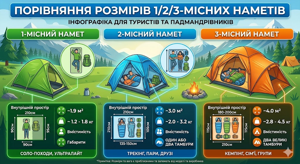 сравнение размеров снаряжения