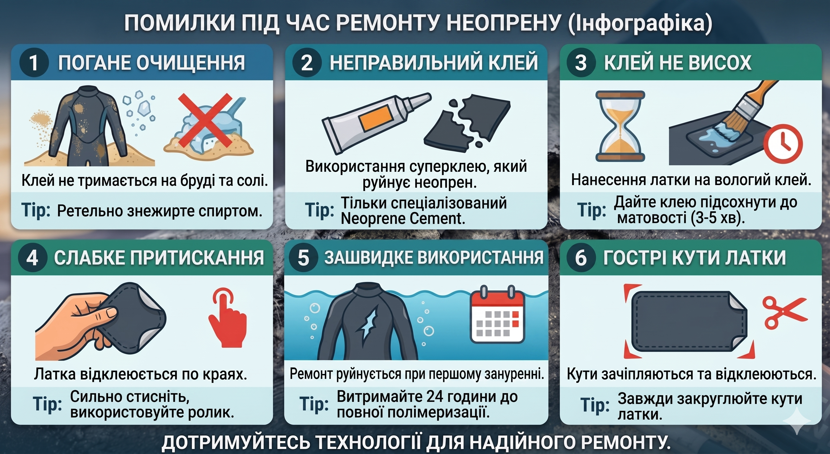 помилки під час ремонту неопрену