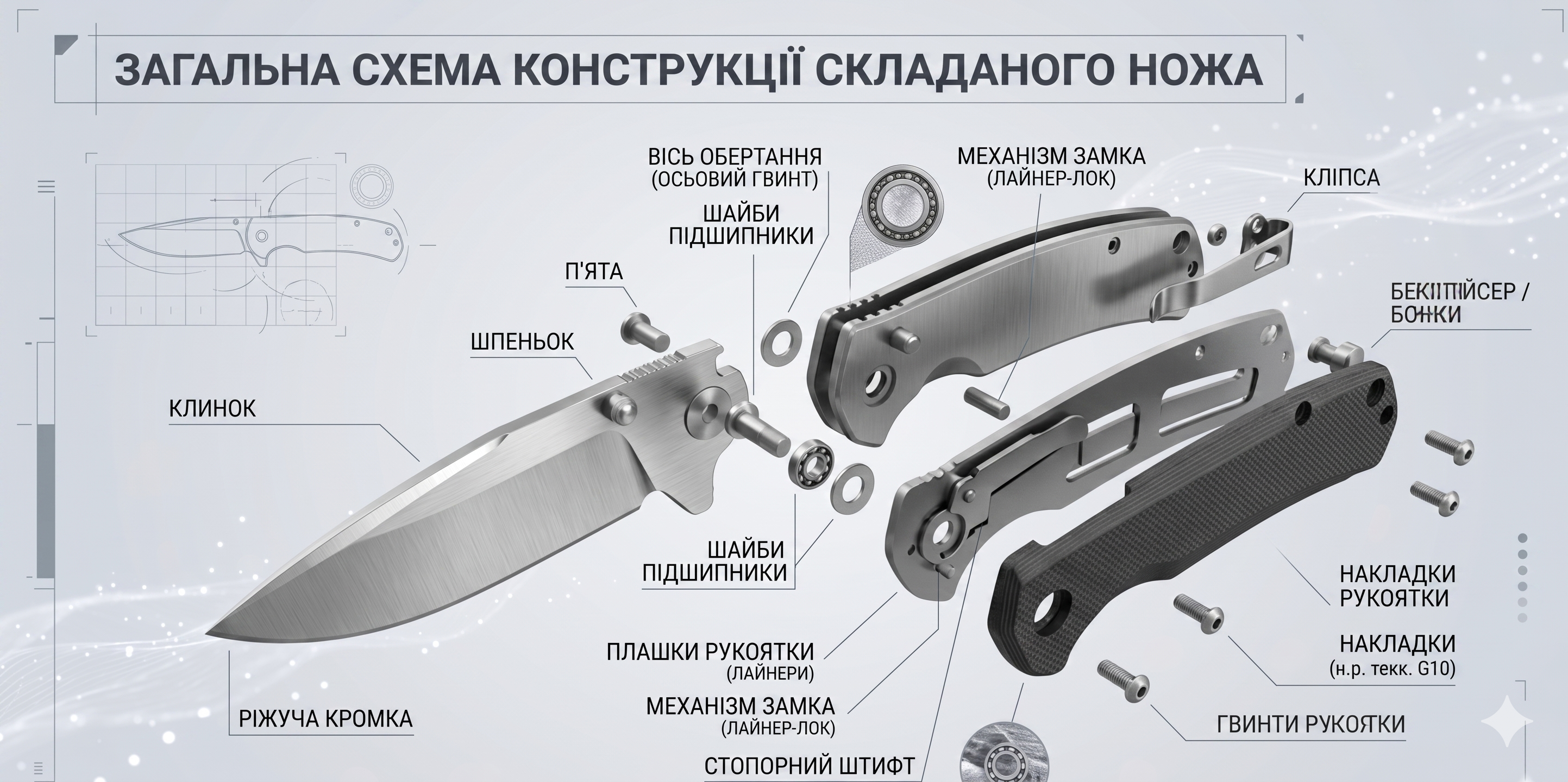 схема конструкції складаного ножа