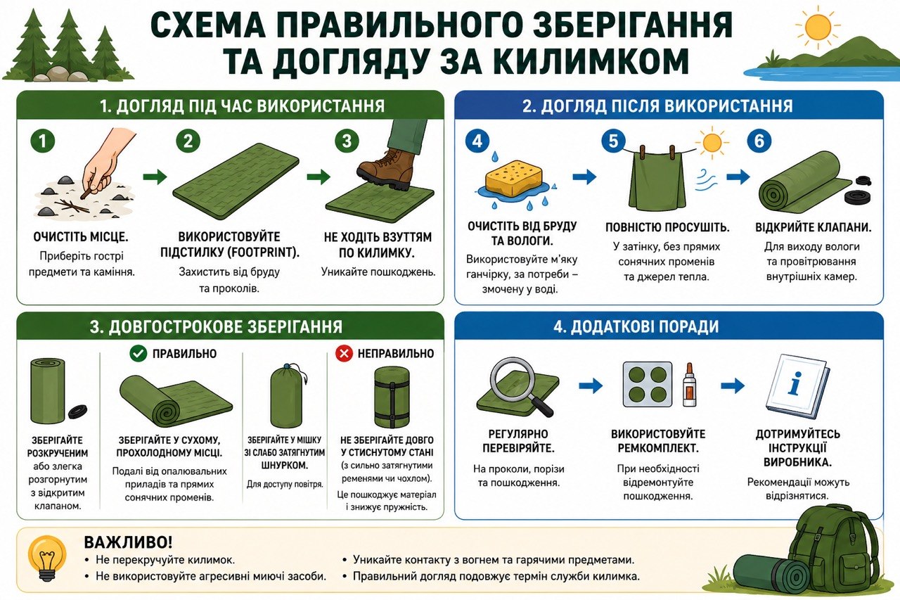 схема правильного ухода за ковриком