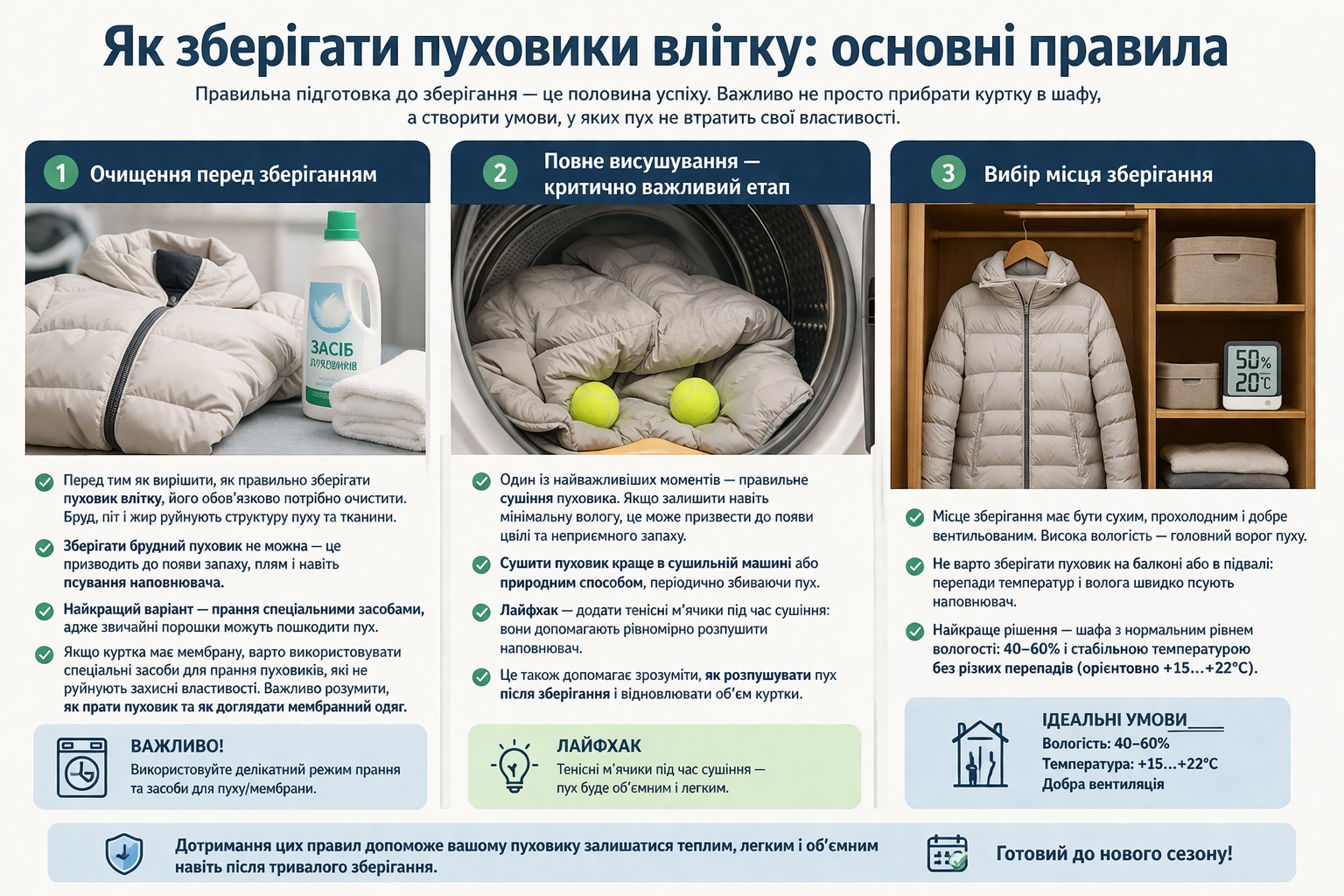зберігання пуховика